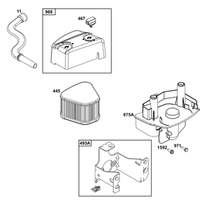 Air Cleaner Group Diagram and Parts List for 125P02-0070-F1  Cub Cadet Lawn Mower